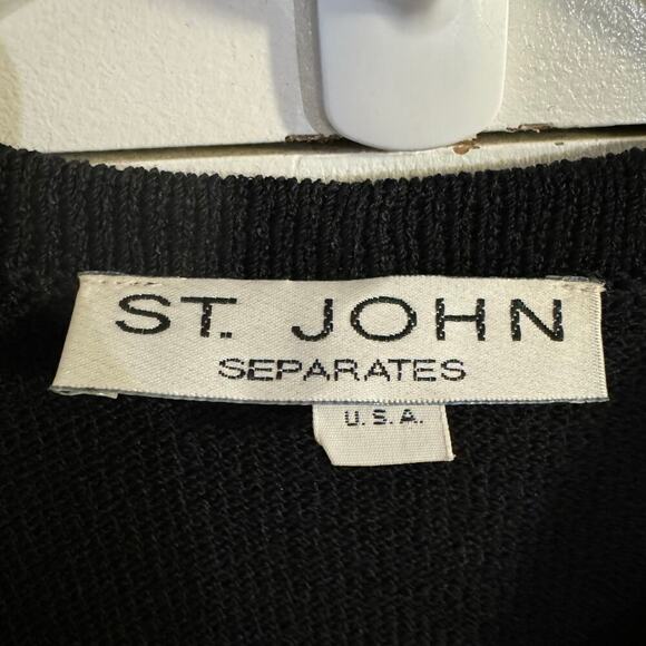 Vintage St. John Sweater Black Ivory USA Made Academia Career Size Small - Picture 5 of 8
